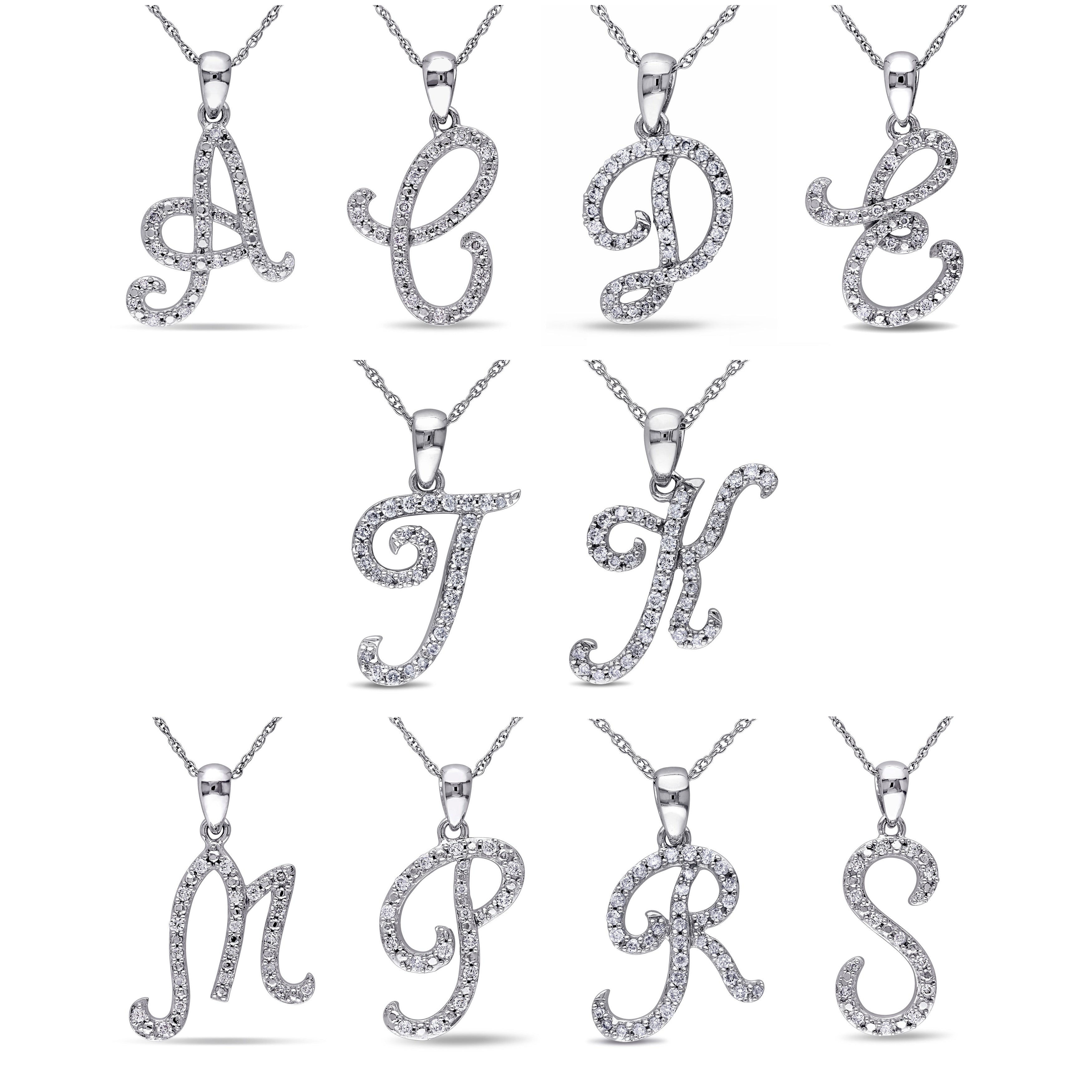 Miadora 10K White Gold 1 6Ct Tdw Diamond Initial Necklace 17 L
