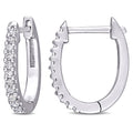 Miadora 10K White Gold 1 8Ct Tdw Diamond Huggie Hoop Earrings 13.1 Mm X 1.8 Mm X 11.2 Mm