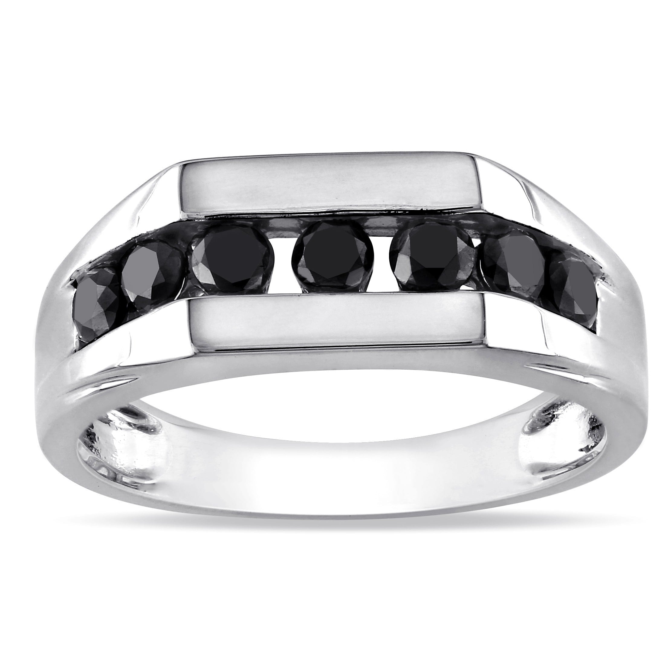 Miadora 10K White Gold 1Ct Tdw Black Diamond Mens Ring