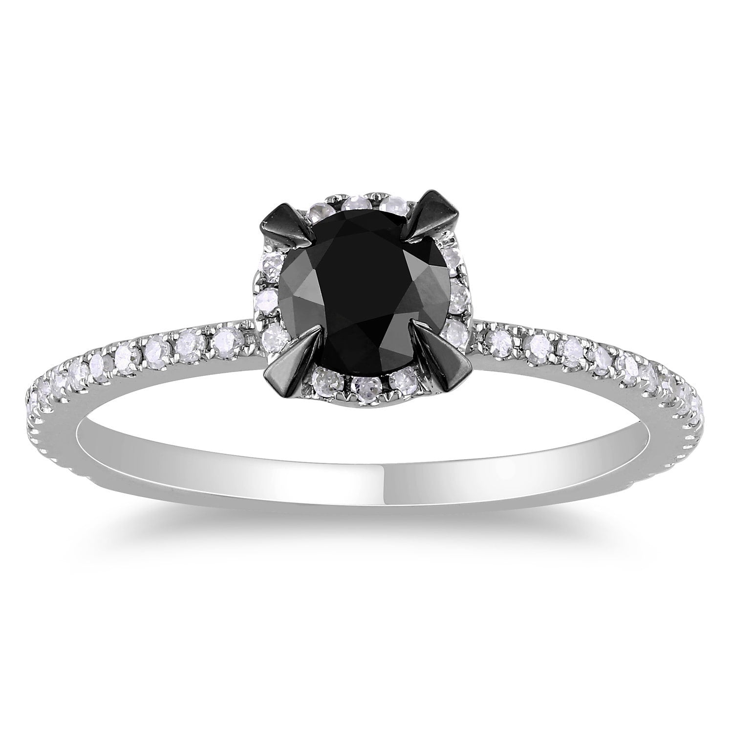 Miadora 10K White Gold 1Ct Tdw Round Black And White Diamond Ring