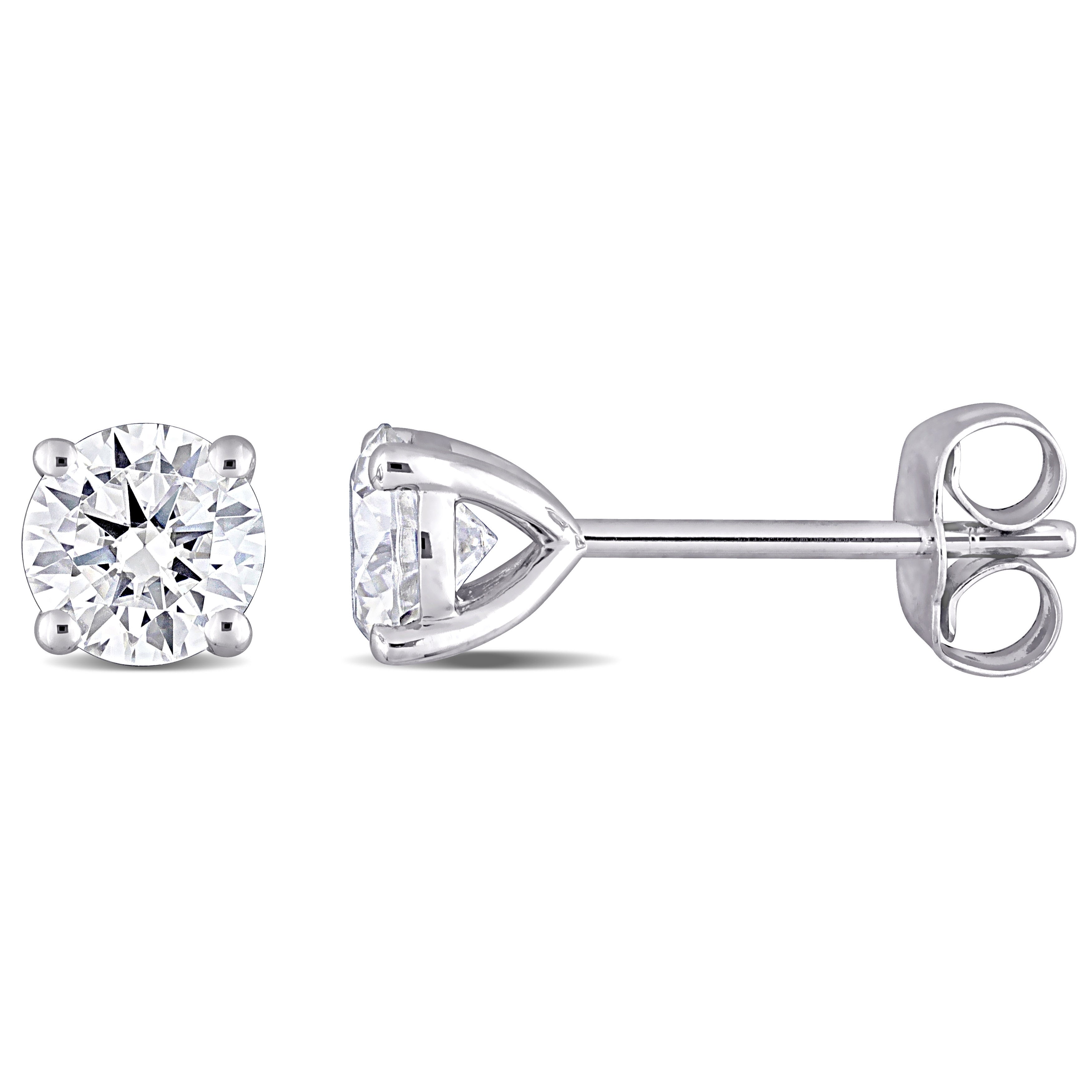 Miadora 10K White Gold 1Ct Tgw Moissanite Solitaire Stud Earrings