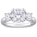 Miadora 10K White Gold 2 4 5Ct Tgw Created White Moissanite 3 Stone Engagement Ring