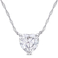 Miadora 10K White Gold 2Ct Tgw Created White Moissanite Solitaire Heart Station Necklace