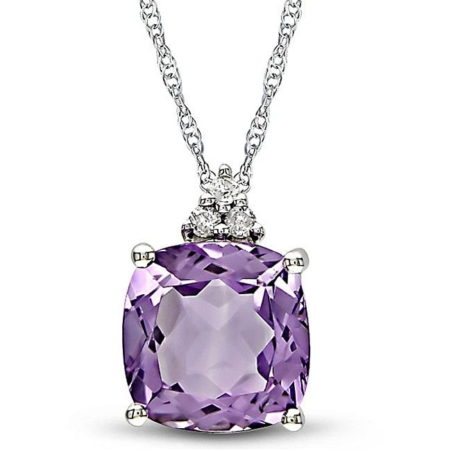 Miadora 10K White Gold 2 3 4Ct Tgw Amethyst And Diamond Accent Necklace