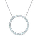 Miadora 10K White Gold Aquamarine Circle Of Life Birthstone Necklace 25.6 Mm X 17 Inch X 25.6 Mm