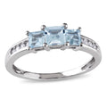 Miadora 10K White Gold Aquamarine And 1 10Ct Tdw Diamond Ring H I I2 I3