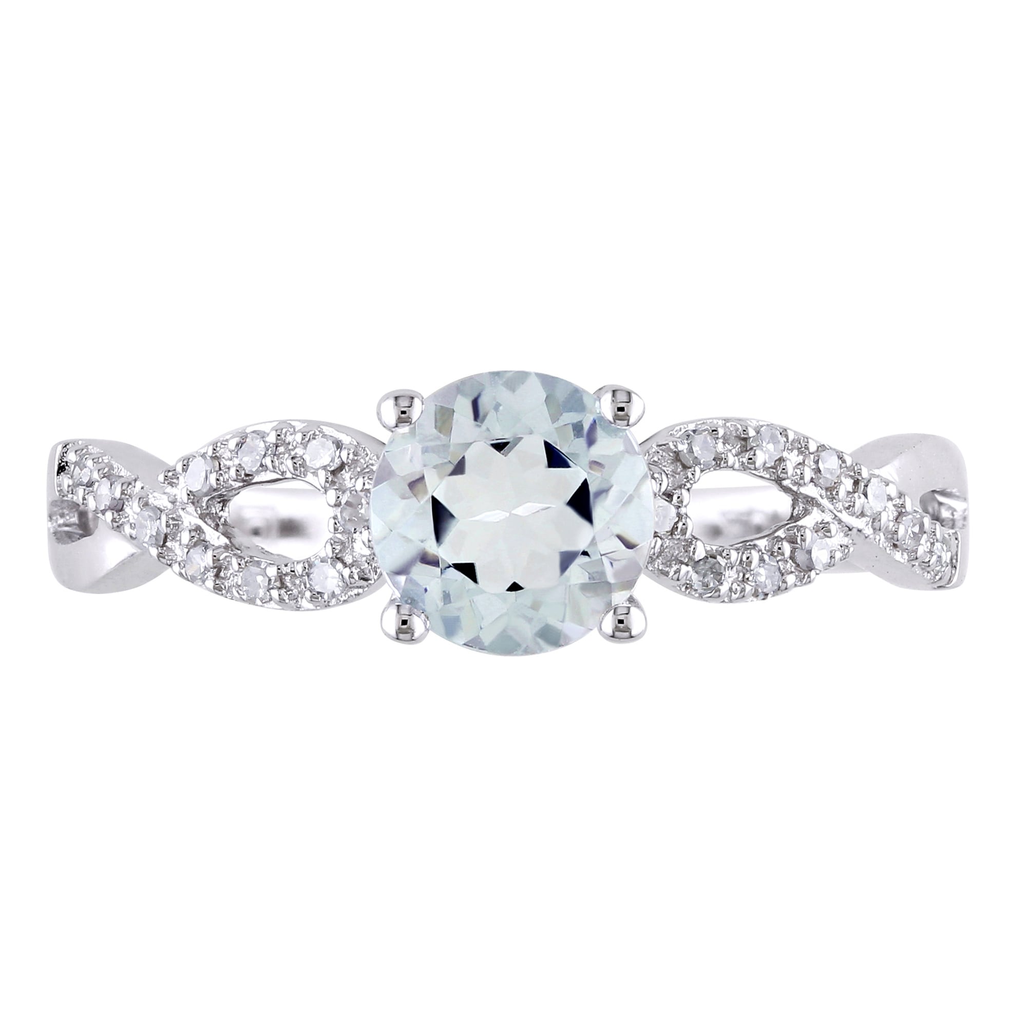 Miadora 10K White Gold Aquamarine And 1 10Ct Tdw Diamond Ring G H I1 I2