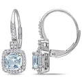 Miadora 10K White Gold Aquamarine And 1 5Ct Tdw Diamond Earrings G H I1 I2
