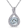 Miadora 10K White Gold Aquamarine And 1 5Ct Tdw Diamond Necklace G H I2 I3