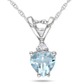 Miadora 10K White Gold Aquamarine And Diamond Heart Necklace