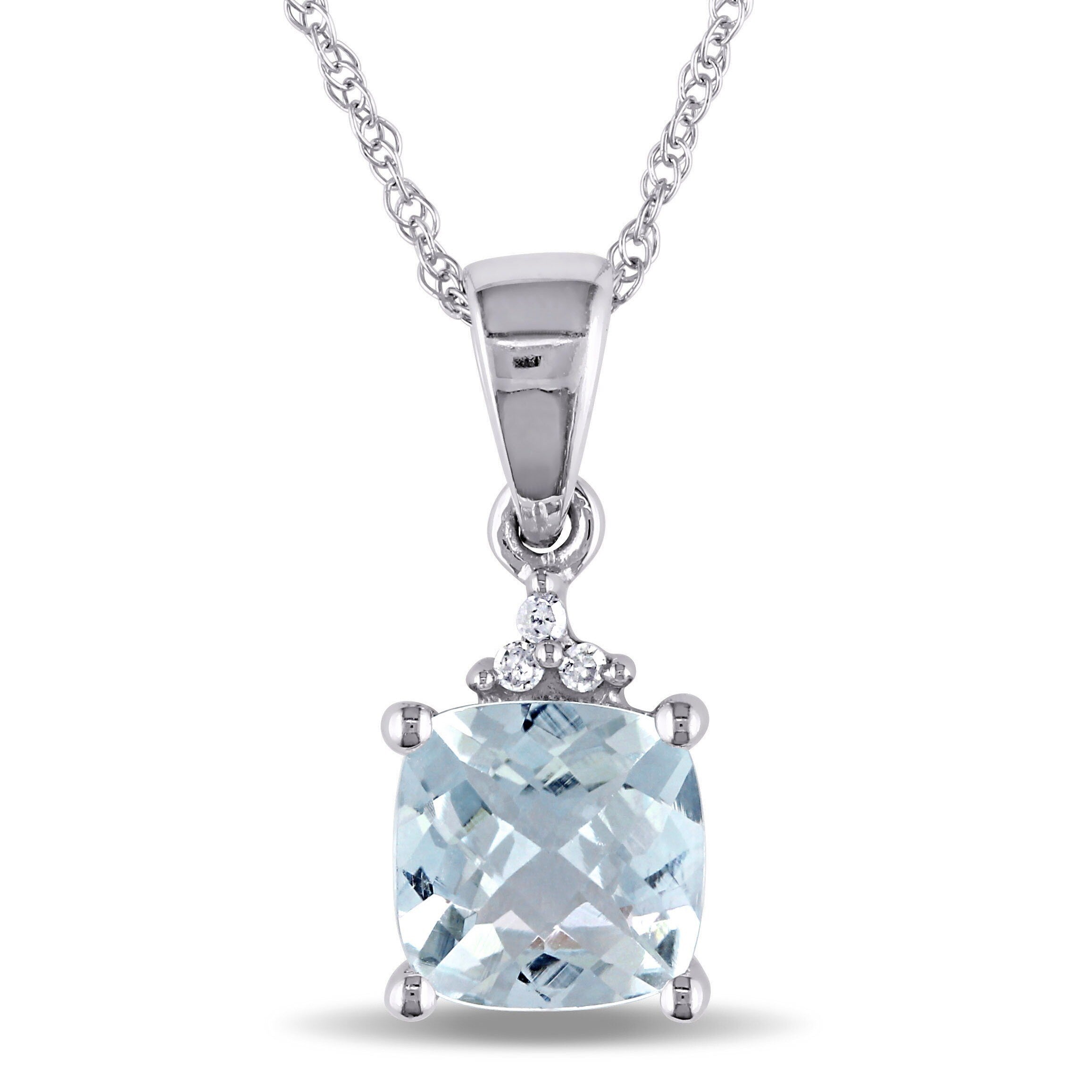 Miadora 10K White Gold Aquamarine And Diamond Necklace