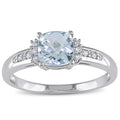Miadora 10K White Gold Aquamarine And Diamond Ring