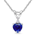 Miadora 10K White Gold Created Blue Sapphire And Diamond Accent Heart Necklace