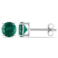 Miadora 10K White Gold Created Emerald Earrings