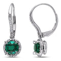 Miadora 10K White Gold Created Emerald And 1 10Ct Tdw Diamond Earrings H I I2 I3