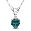 Miadora 10K White Gold Created Emerald And Diamond Accent Heart Necklace