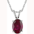 Miadora 10K White Gold Created Ruby Necklace