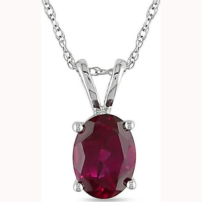 Miadora 10K White Gold Created Ruby Necklace