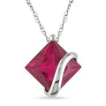 Miadora 10K White Gold Created Ruby Necklace