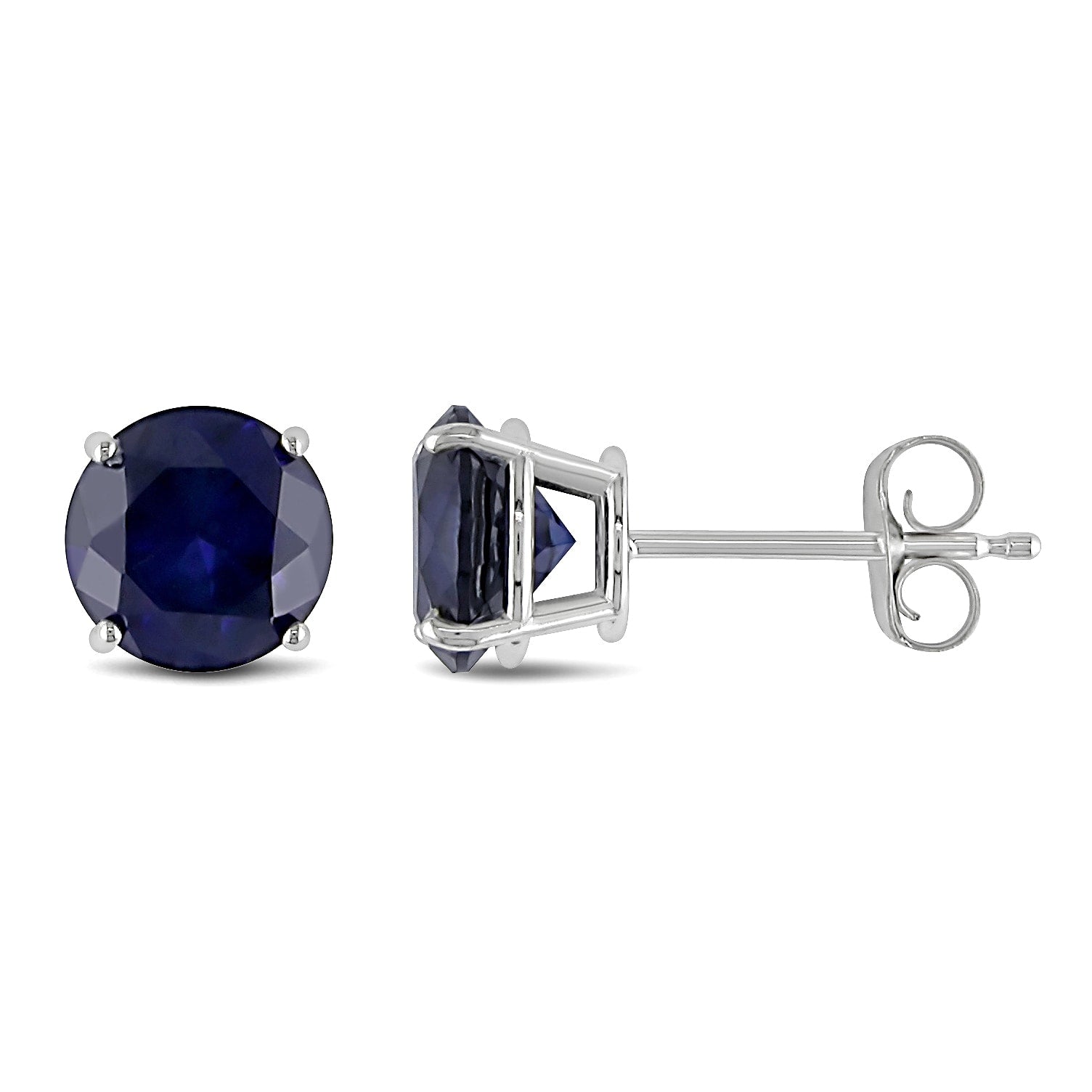 Miadora 10K White Gold Created Sapphire Studs