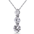 Miadora 10K White Gold Created White Sapphire 3 Stone Necklace