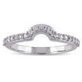 Miadora 10K White Gold Created White Sapphire Contour Wedding Band