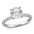Miadora 10K White Gold Created White Sapphire Solitaire Engagement Ring