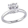 Miadora 10K White Gold Created White Sapphire Solitaire Engagement Ring