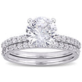 Miadora 10K White Gold Created White Sapphire Wedding Ring Set