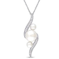 Miadora 10K White Gold Cultured Freshwater Pearl 1 8Ct Tdw Diamond Twist Necklace 8 9Mm