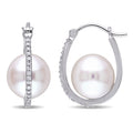 Miadora 10K White Gold Cultured Freshwater Pearl And 1 6Ct Tdw Diamond Dangle Earrings G H I2 I3 9.5 10 Mm