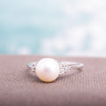 Miadora 10K White Gold Cultured Freshwater Pearl And 1 8Ct Tdw Diamond Ring 7.5 8 Mm