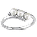 Miadora 10K White Gold Cultured Freshwater Pearl And Diamond Accent Ring 3 Mm