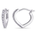 Miadora 10K White Gold Diamond Accent Hoop Heart Earrings