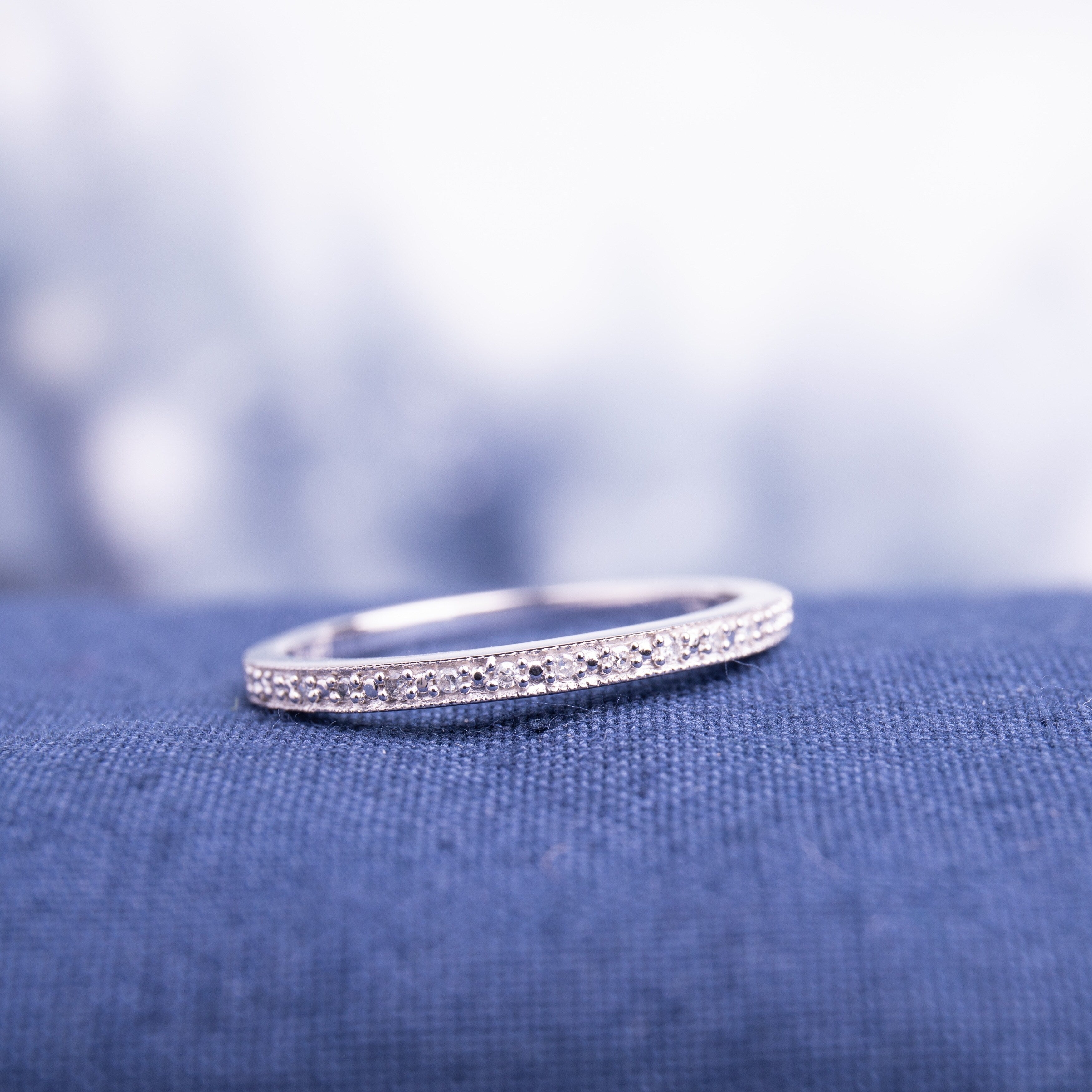 Miadora 10K White Gold Diamond Accent Stackable Wedding Band Ring