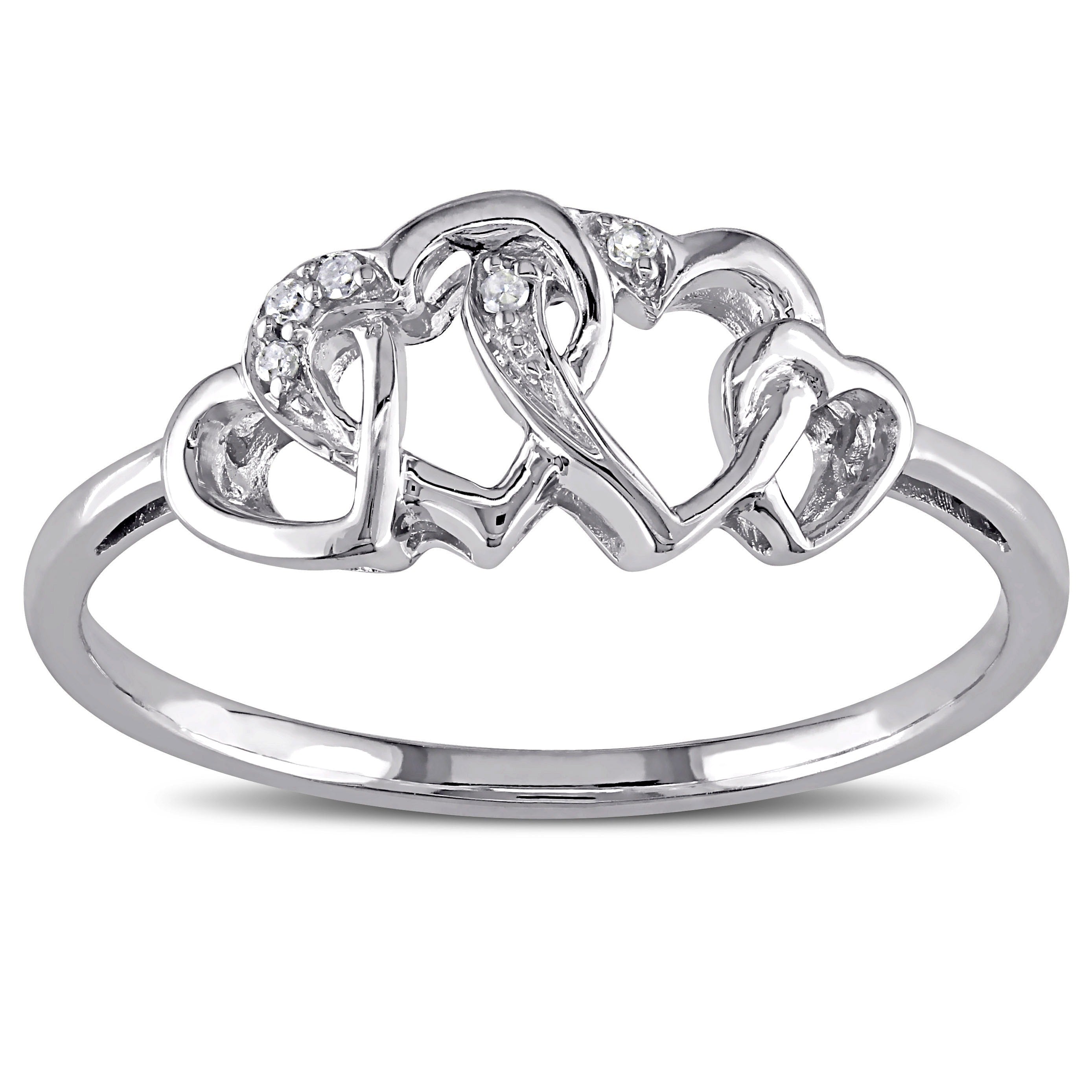 Miadora 10K White Gold Diamond Entwined Heart Ring
