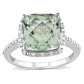 Miadora 10K White Gold Green Amethyst And 1 10Ct Tdw Diamond Ring H I I2 I3