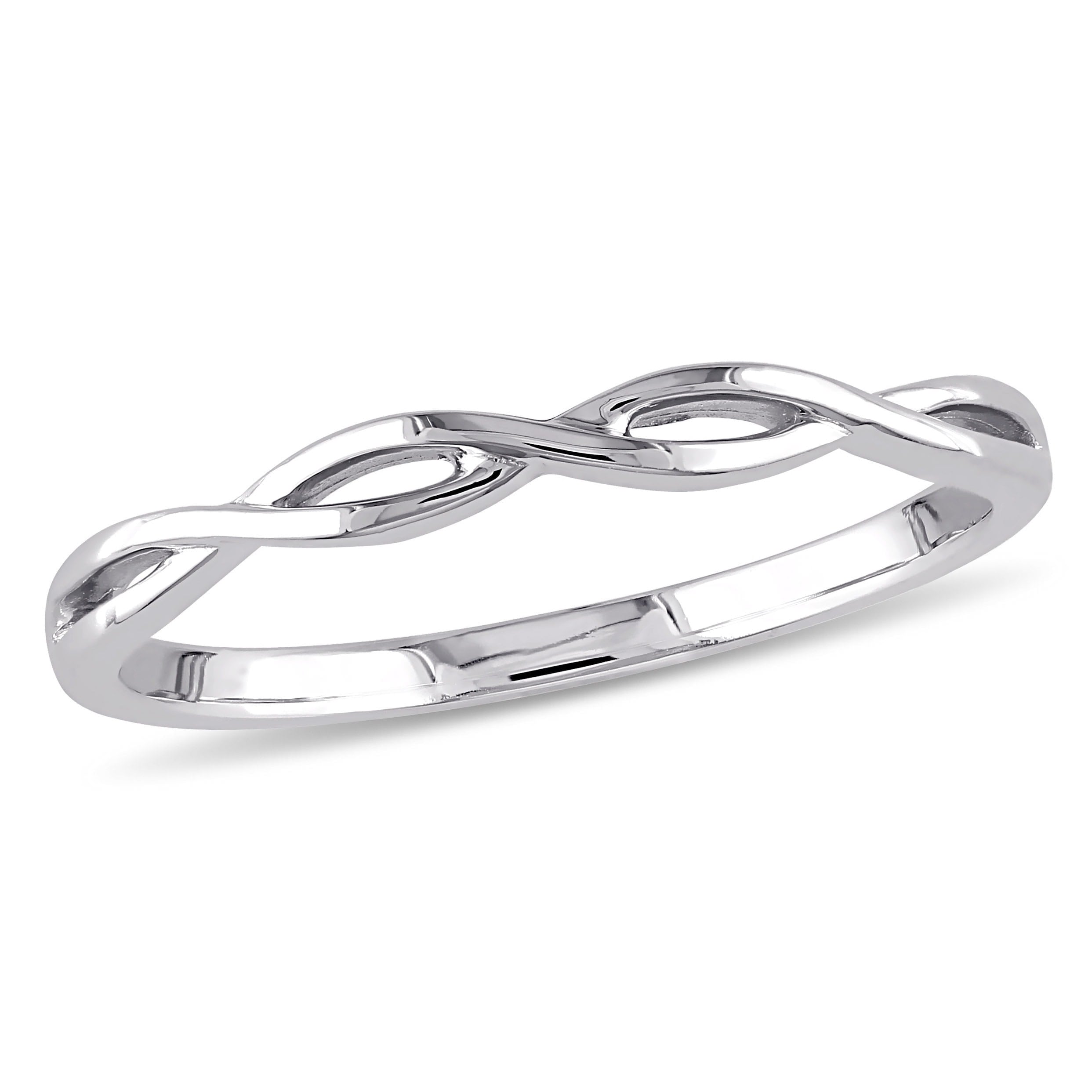 Miadora 10K White Gold Infinity Wedding Band