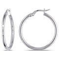 Miadora 10K White Gold Italian Round Hoop Earrings