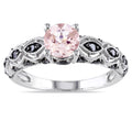 Miadora 10K White Gold Morganite And 1 4Ct Tdw Black Diamond Ring