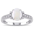 Miadora 10K White Gold Opal And Diamond Accent Cocktail Ring G H I1 I2
