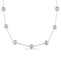 Miadora 10K White Gold Pink Cultured Freshwater Pearl Tin Cup Necklace 7.5 8 Mm