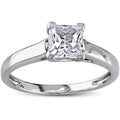 Miadora 10K White Gold Princess Cut Created White Sapphire Solitaire Engagement Ring