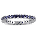 Miadora 10K White Gold Sapphire Eternity Ring Blue