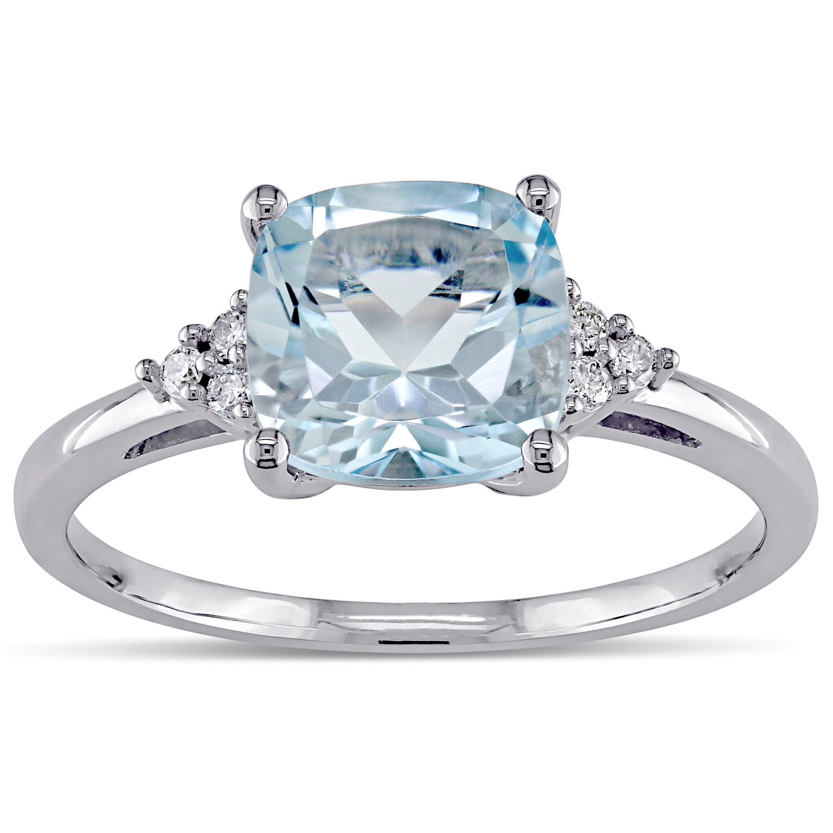 Miadora 10K White Gold Sky Blue Topaz And Diamond Accent Fashion Ring