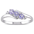 Miadora 10K White Gold Tanzanite And Diamond Accent Three Stone Ring