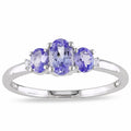 Miadora 10K White Gold Tanzanite And Prong Set Diamond Ring
