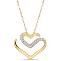 Miadora 10K Yellow Gold 1 10 Ct Tw Diamond Cursive Double Heart Necklace