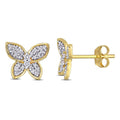 Miadora 10K Yellow Gold 1 5Ct Tdw Diamond Butterfly Stud Earrings 8.1Mm X 9.8Mm X 2.3Mm