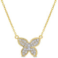 Miadora 10K Yellow Gold 1 8Ct Tdw Diamond Butterfly Station Cluster Necklace